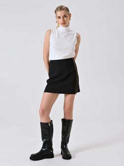 Black A-line Skirt in Technical Fabric in_i7