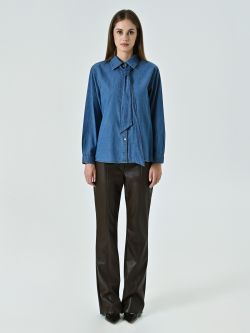 Hemd aus Denim mit abnehmbarer Schleife det_1