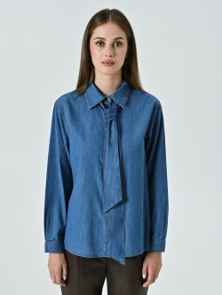 Hemd aus Denim mit abnehmbarer Schleife det_2