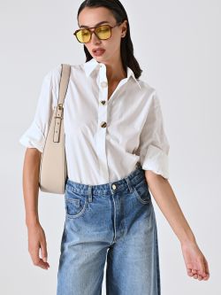 Oversized White Shirt with Jewel Buttons in_i7
