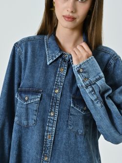 Camicia in Denim Lavaggio Medio in_i5