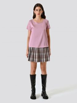 Half-Sleeve Satin Blouse in Mauve Pink det_1