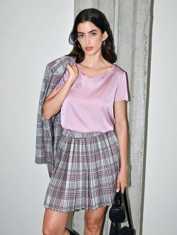 Half-Sleeve Satin Blouse in Mauve Pink sp_e1