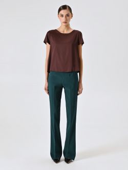 Chocolate Half-Sleeve Satin Blouse det_1