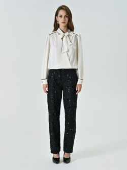 Denim Trousers Embellished with Sequins det_1