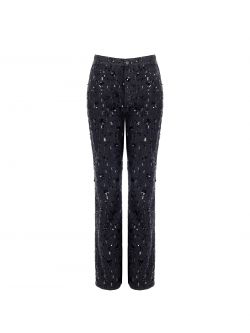 Denim Trousers Embellished with Sequins det_4