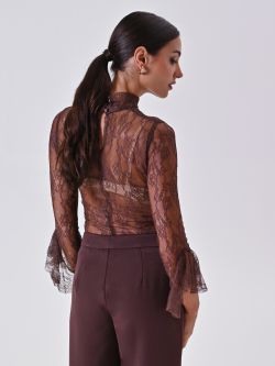 Pull en dentelle marron det_3