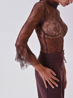 Pull en dentelle marron in_i5