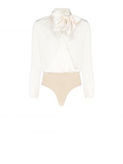 Body-Bluse mit Schleife in Weiß det_4