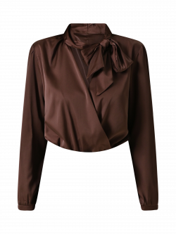 Body-Bluse mit Schleife in Schokoladenbraun 6 Rinascimento Body-Bluse mit Schleife in Schokoladenbraun det_4