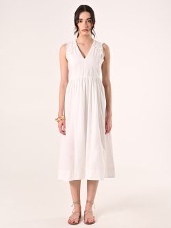Abito Bianco con Inserti in Pizzo Macramé det_1