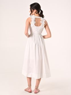 Abito Bianco con Inserti in Pizzo Macramé det_3
