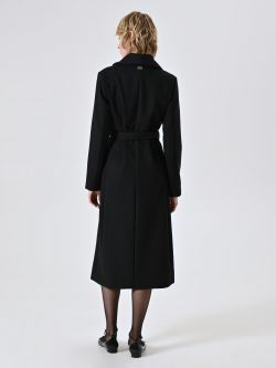 Cappotto Nero Doppiopetto Lungo con Rever Ampio det_3
