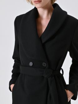 Cappotto Nero Doppiopetto Lungo con Rever Ampio in_i5