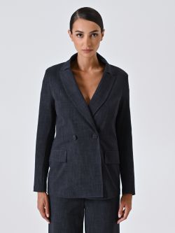 Jacke in Blau aus geflammtem Punto Milano 2 Rinascimento Jacke in Blau aus geflammtem Punto Milano det_2