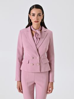 Mauve Pink Double-breasted Jacket in Technical Fabric det_2