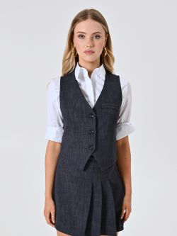 Gilet in Punto Milano Fiammato effetto Denim det_2