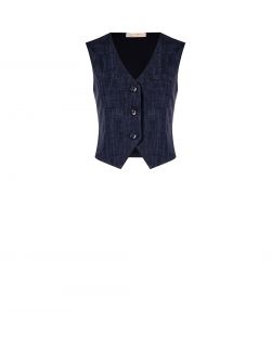 Gilet in Punto Milano Fiammato effetto Denim det_4