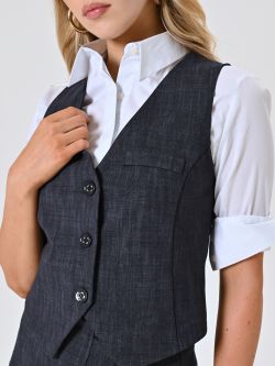 Gilet in Punto Milano Fiammato effetto Denim in_i5