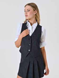 Gilet in Punto Milano Fiammato effetto Denim in_i7