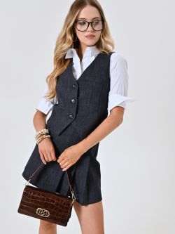 Gilet in Punto Milano Fiammato effetto Denim sp_e1
