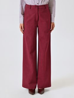 Pantaloni Bordeaux in Punto Milano Fiammato det_2