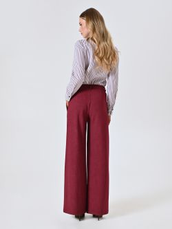 Pantaloni Bordeaux in Punto Milano Fiammato det_3
