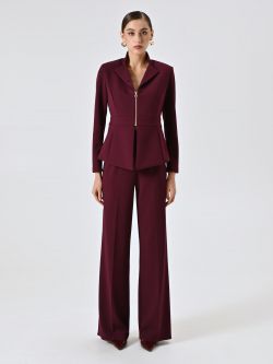 Giacca Bordeaux in Scuba mano Crepe det_1