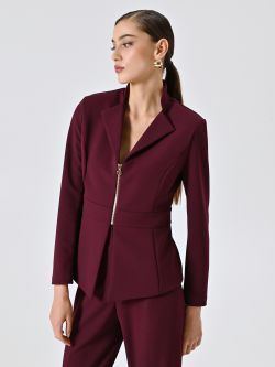 Giacca Bordeaux in Scuba mano Crepe in_i7