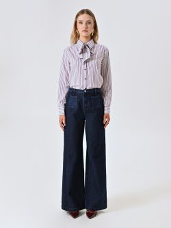 Jeans mit weitem Bein und Lurex-Details det_1