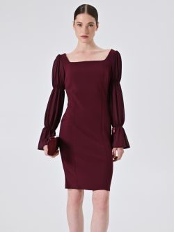 Vestido burdeos con mangas abullonadas sp_e1