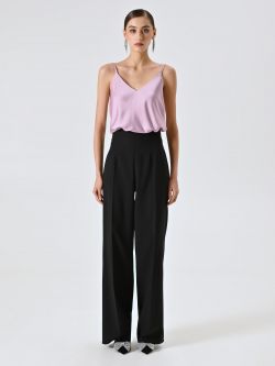 Black Flared Trousers in Technical Fabric det_1