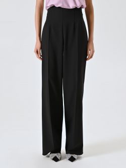 Black Flared Trousers in Technical Fabric det_2