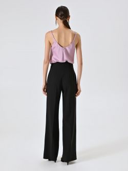 Black Flared Trousers in Technical Fabric det_3