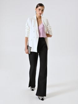 Black Flared Trousers in Technical Fabric sp_e1