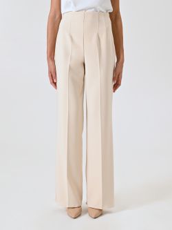 Ausgestellte Hose aus technischem Gewebe in dunklem Beige det_2