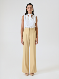 Dark Beige Technical Fabric Flared Pants det_1
