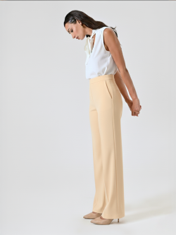 Dark Beige Technical Fabric Flared Pants det_2