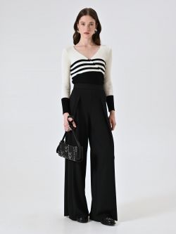 Black Scuba Crepe Trousers with Darts sp_e1