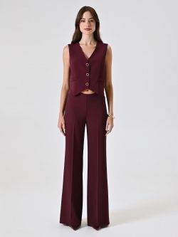 Burgundy Trousers with Black Stripe det_1