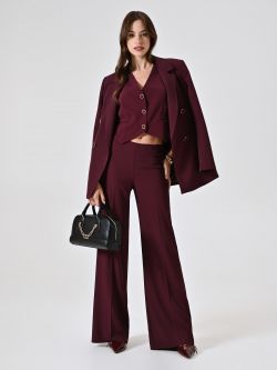 Burgundy Trousers with Black Stripe sp_e1
