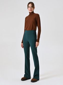 Green Flared Trousers in Technical Fabric in_i7