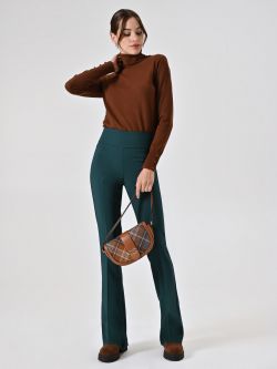 Green Flared Trousers in Technical Fabric sp_e1