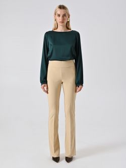 Pantaloni Flared Beige Scuro in Tessuto Tecnico det_1