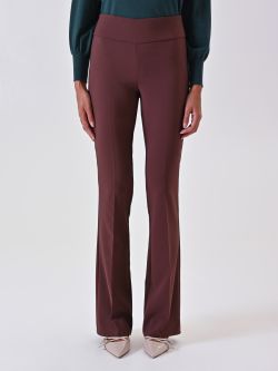 Pantalon évasé marron chocolat en tissu technique det_2