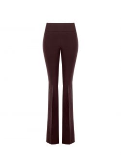 Pantalon évasé marron chocolat en tissu technique det_4