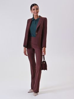 Pantalon évasé marron chocolat en tissu technique sp_e1