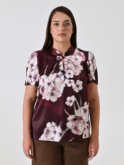 Blusa curvy burdeos con estampado floral det_2