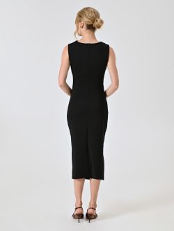 Tubino Midi con Fiocco in Punto Milano Nero det_3