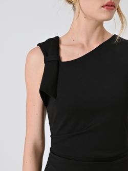 Tubino Midi con Fiocco in Punto Milano Nero in_i5